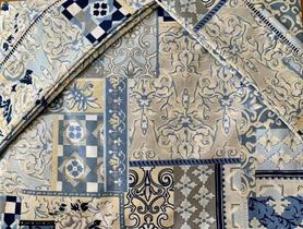 Jogo de Lençol Casal Padrão 3 Peças Patchwork Azul 100% Algodão