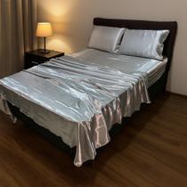 Jogo de lençol casal padrão 4 peças em cetim alto brilho