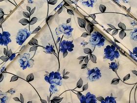 Jogo de Lençol Casal Padrão 4 Peças Floral Azul 4 Peças 100% Algodão