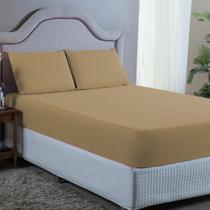 Jogo de Lençol Casal Padrão Aveludado 400 Fios Cama Box com Elástico 03 Peças