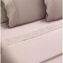 Jogo De Lençol Casal Padrão Bordado Ingles 300 Fios Nupcias 4 Peças - Malva