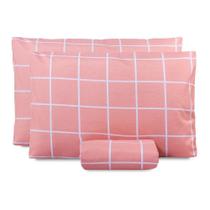 Jogo De Lençol Casal Padrão Classic Estampado 160 Fios 3 Peças Grid Rose