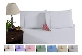 Jogo De Lençol Casal Padrão Decora 3 Pçs Liso Ponta Palito 100% Algodão 200 Fios Branco,