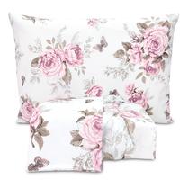 Jogo de Lençol Casal Padrão Elástico Estampado Algodão 3 Peças