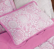 Jogo de lençol casal padrão malha 100% algodão 3 peças rosa - MC Enxovais