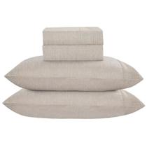 Jogo De Lençol Casal Padrão Mesclado Micropercal 300 Fios Toque De Algodão 4 Peças - tecido na cor Bege