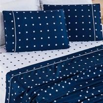 Jogo De Lençol Casal Padrão Petit Poa 200 Fios 4 Peças Cor Poa Marinho