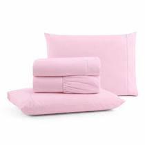 Jogo de Lençol Casal Padrão Premium Soft 600 Fios Micropercal Rosa Bebê Ponto Palito Toque Macio 4 Peças Jogo de Lençol Casal Padrão Premium Soft 600 Fios Micropercal Rosa Bebê Ponto Palito Toque Macio 4 Peças