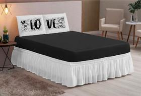 Jogo De Lençol Casal Queen 03 Peças Estampa Love Cinza Preto Jogo De Lençol Casal Queen 03 Peças Estampa Love Cinza Preto