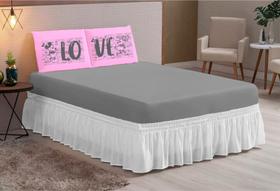 Jogo De Lençol Casal Queen 03 Peças Estampa Love Rosa Cinza Jogo De Lençol Casal Queen 03 Peças Estampa Love Rosa Cinza