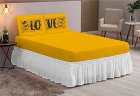 Jogo De Lençol Casal Queen 03 Peças Estampa Love Todo Amarelo Jogo De Lençol Casal Queen 03 Peças Estampa Love Todo Amarelo