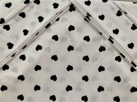 Jogo de Lençol Casal Queen 3 Peças Coração Preto Roupa de Cama 100% Algodão Toque Macio 200 Fios