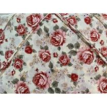 Jogo de Lençol Casal Queen 3 Peças Floral Rosa Média 100% Algodão