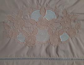 Jogo De Lençol Casal Queen 4 Pçs Ponto Palito Bordado Crivo Safira