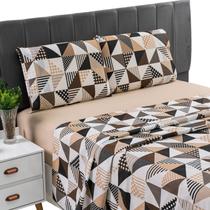 Jogo de Lençol Casal Queen 4 Peças Estampado Percal 200 Fios 100 Algodão