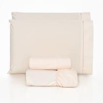 Jogo de lençol casal queen box completo 4 peças 100% algodão 200 fios