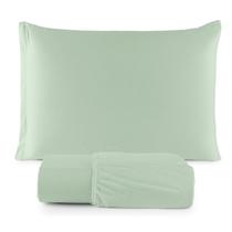 Jogo de Lençol Casal Queen C/ Elástico Malha 100% Algodão 03 Pçs Liso