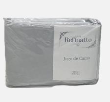 Jogo de Lençol Casal Queen Cinza 3pçs 100% Algodão 200 fios com elástico e ponto palito nas fronhas