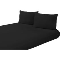 Jogo De Lençol Casal Queen Liso Decora 3 Peças Preto