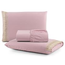 Jogo De Lençol Casal Suavitec Com Grippir 3 Peças - Rosê Jogo De Lençol Casal Suavitec Com Grippir 3 Peças - Rosê