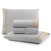 Jogo De Lençol Casal Suavitec Com Grippir 4 Peças - Cinza Jogo De Lençol Casal Suavitec Com Grippir 4 Peças - Cinza
