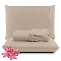 Jogo De Lençol Casal Sublime Palito 400 Fios Micropercal Toque De Algodão 3 Peças Bege - 100% Poliester Jogo De Lençol Casal Sublime Palito 400 Fios Micropercal Toque De Algodão 3 Peças Bege - 100% Poliester