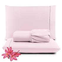Jogo De Lençol Casal Sublime Palito 400 Fios Micropercal Toque De Algodão 3 Peças Rosa - 100% Poliester Jogo De Lençol Casal Sublime Palito 400 Fios Micropercal Toque De Algodão 3 Peças Rosa - 100% Poliester