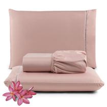 Jogo de Lençol Casal Sublime Palito 400 Fios Micropercal Toque de Algodão 3 Peças Rose - 100% Poliester Jogo de Lençol Casal Sublime Palito 400 Fios Micropercal Toque de Algodão 3 Peças Rose - 100% Poliester