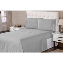 Jogo de Lençol Casal Super King 4 Peças Cinza 100% Algodão Jogo de Lençol Casal Super King 4 Peças Cinza 100% Algodão