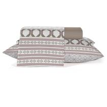 Jogo de Lençol Casal Teka Estampado Diamante 100%Algodão 4 pçs