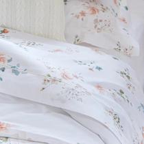 Jogo de lencol cetim 300 fios firenze estampado branco casal