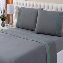 Jogo de Lençol Ch 180 fios - Solteiro - Percal Misto - Black Cítrico - (JLS005.CHA.BLC) - Lucat Home