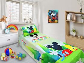 Jogo De Lençol Cobre Leito E Fronha Solteiro Mickey 1 ls-mcy1