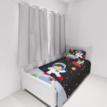 Jogo De Lençol Cobre Leito Fronha Infantil Astronauta Mod 01