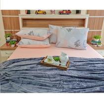 Jogo de Lençol com Fronha Casal Cor Salmão Camitalia 100% Algodão Fio 30/1 Com Elástico Linha Trento