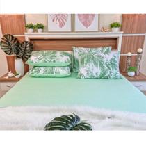 Jogo de Lençol com Fronha Solteiro Cor Verde Camitalia 100% Algodão Fio 30/1 Com Elástico Linha Trento