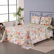 Jogo de Lençol Completo Encantare Roupa de Cama Casal Queen Size Percal 180 Fios Estampado Ponto Palito Algodão 4 Peças