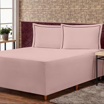 Jogo de Lençol Conjugado para Cama Box CASAL PADRÃO Versatile com Fronhas 03 Peças Capa Luva Percal 300 Fios Toque Acetinado