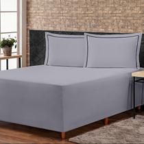 Jogo de Lençol Conjugado para Cama Box KING Versatile com Fronhas 03 Peças Capa Luva Percal 300 Fios Toque Acetinado