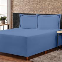 Jogo de Lençol Conjugado para Cama Box QUEEN Versatile com Fronhas 03 Peças Capa Luva Percal 300 Fios Toque Acetinado