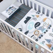 Jogo De Lençol De Berço 3 Peças Bebê Trenzinho Safari Jogo De Lençol De Berço 3 Peças Bebê Trenzinho Safari