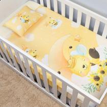 Jogo De Lençol De Berço 3 Peças Infantil Bebê Abelinha