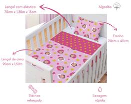 Jogo de lençol de berço americano 3-pçs+travesseiro turma da mônica incomfral