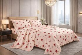 Jogo de Lençol de Cama Queen Luxo, 4 Peças, Tecido de Qualidade Premium, Toque Macio, 1500 Fios, Estampado Importado