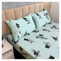 Jogo de Lençol de Malha Casal 3 peças Estampado 100% Algodão Elástico Fronha c/ Zíper