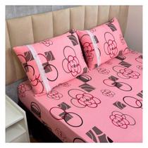 Jogo de Lençol de Malha Casal 3 peças Estampado 100% Algodão Elástico Fronha c/ Zíper