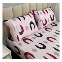 Jogo de Lençol de Malha Casal 3 peças Estampado 100% Algodão Elástico Fronha c/ Zíper