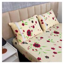 Jogo de Lençol de Malha Casal 3 peças Estampado 100% Algodão Elástico Fronha c/ Zíper