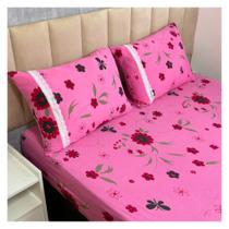 Jogo de Lençol de Malha Queen 3 peças Estampado 100% Algodão Elástico Fronha c/ Zíper