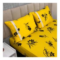 Jogo de Lençol de Malha Queen 3 peças Estampado 100% Algodão Elástico Fronha c/ Zíper